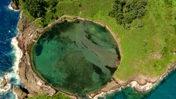 Widok Lotu Ptaka Azory Widok Wyspę Vila Franca Campo Krater — Wideo stockowe