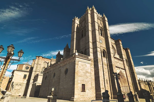 Katedra Zbawiciela Jest Kościołem Katolickim Avila Południu Starego Kastylii Hiszpanii — Zdjęcie stockowe