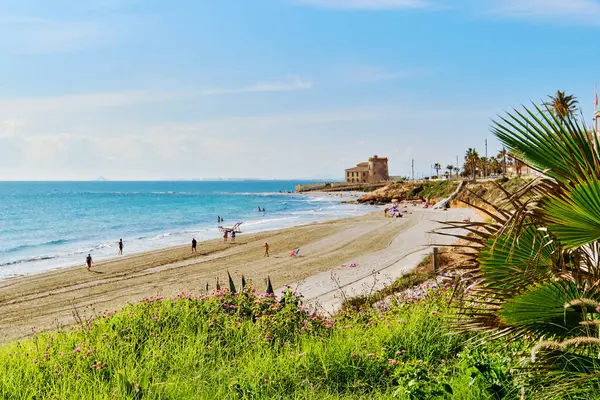 Песчаный Пляж Города Torre Horadada Провинция Аликанте Коста Бланка Испания — стоковое фото
