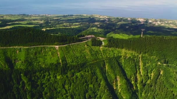 Azores Teki Sete Cidades Yemyeşil Tepeli Tepedeki Monte Palace Oteli — Stok video