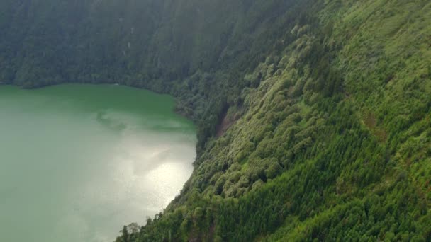 Zdjęcia Lotnicze Malowniczego Raju Sete Cidades Azorach Sao Miguel Kratery — Wideo stockowe