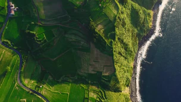 Captura Aérea Ponto Vista Drones Costa Rochosa Costa Atlântica Ilha — Vídeo de Stock