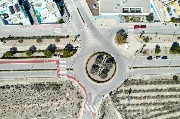 Luftaufnahme Blick Von Oben Auf Leere Straßenkreuzungen Straßenansicht Des Vorortes Stockbild
