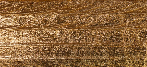 Goud Folie Blad Glanzende Textuur Abstract Geel Inpakpapier Voor Achtergrond — Stockfoto
