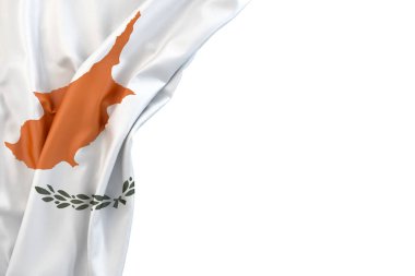 Beyaz arka planda Kıbrıs bayrağı. İzole edilmiş. 3B illüstrasyon