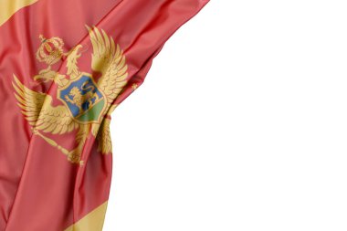 Flag of Montenegro in the corner on white background. Isolated. 3D illustration