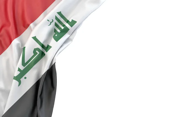 Flagge Des Irak Der Ecke Auf Weißem Hintergrund Illustration Isoliert — Stockfoto