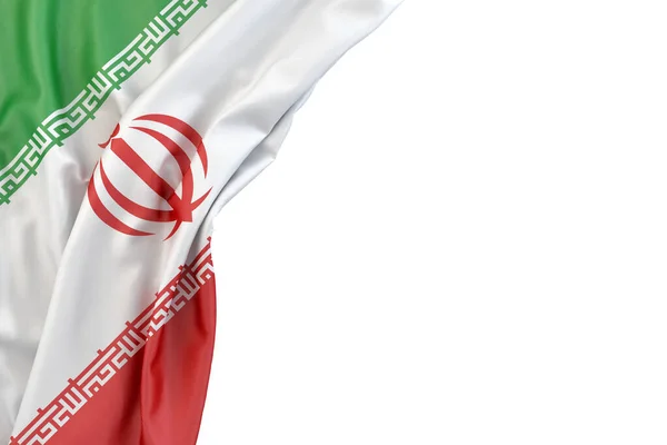 Flagge Des Iran Die Ecke Auf Weißem Hintergrund Illustration Isoliert — Stockfoto