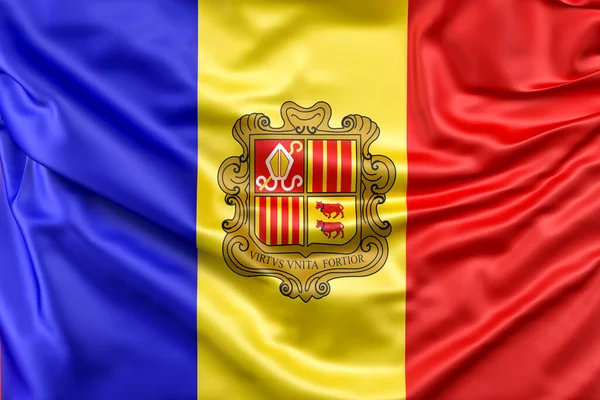 Fläckig Flagga Från Andorra Återgivning — Stockfoto