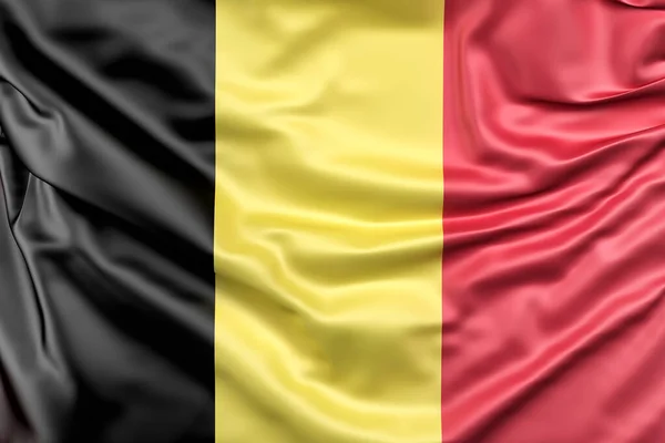 Gekräuselte Flagge Belgiens Rendering — Stockfoto