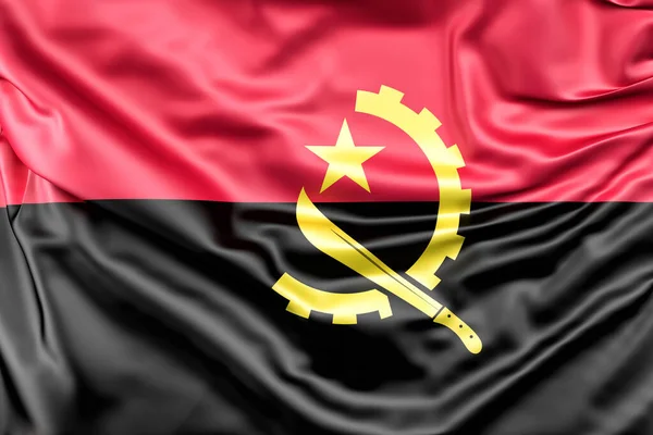 Bandiera Increspata Dell Angola Rendering — Foto Stock