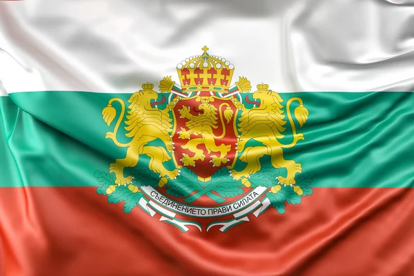 ブルガリアの国旗を紋章で覆った 3Dレンダリング — ストック写真