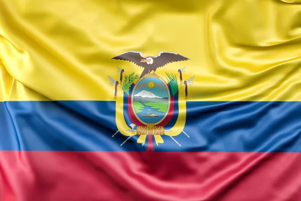 Rozcuchaná Vlajka Ekvádoru Vykreslování Izolované — Stock fotografie