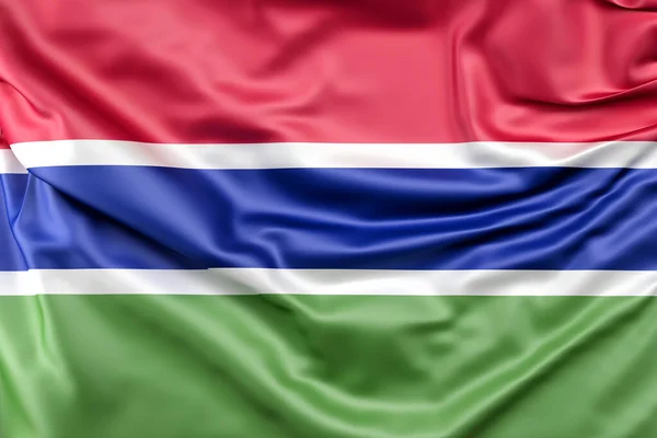 Gambias Förkrympta Flagga Återgivning Isolerad — Stockfoto
