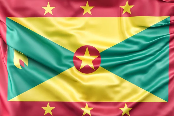 Ruffled Vlag Van Grenada Weergave — Stockfoto