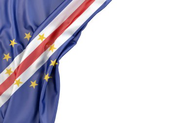 Beyaz arka planda Cape Verde bayrağı. 3 boyutlu görüntüleme. İzole edilmiş