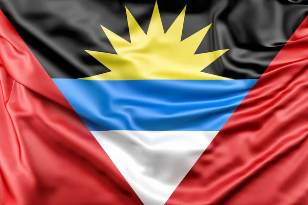 Ruffled Flag Antigua Barbuda Rendering — Stock Photo, Image