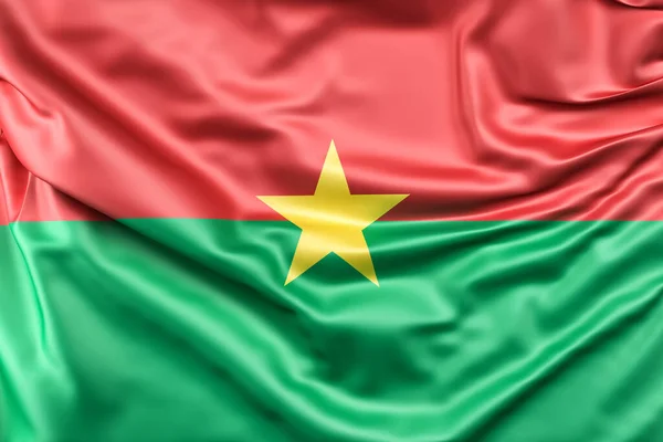 Bandiera Increspata Del Burkina Faso Rendering — Foto Stock