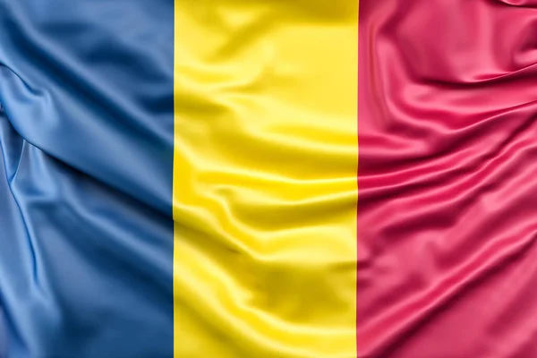 Tchads Förkrympta Flagga Återgivning — Stockfoto