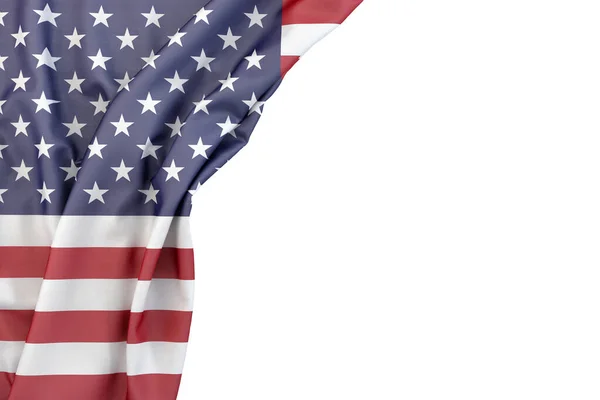 Bandeira Dos Estados Unidos América Canto Sobre Fundo Branco Renderização — Fotografia de Stock