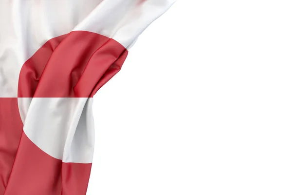 Zászló Grönland Sarokban Fehér Háttér Renderelés Elszigetelt — Stock Fotó