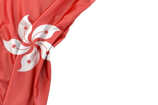 Bandera Hong Kong Esquina Sobre Fondo Blanco Representación Aislado —  Fotos de Stock