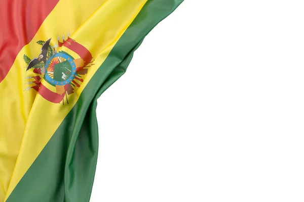 白色背景上角落的玻利维亚国旗 3D渲染 被隔离了 — 图库照片