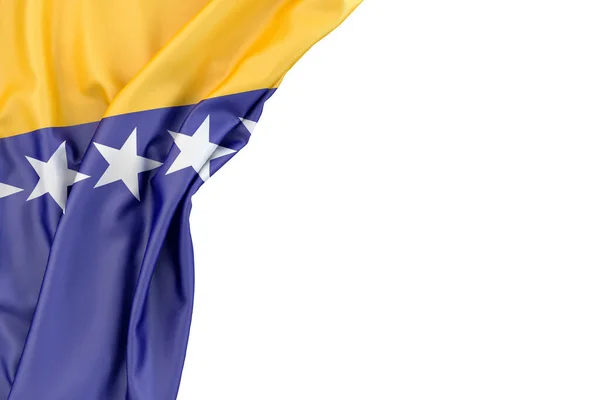 白を背景にボスニア ヘルツェゴビナの国旗が描かれている 3Dレンダリング — ストック写真