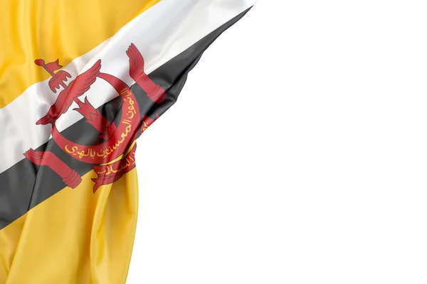 Flagga Brunei Hörnet Vit Bakgrund Återgivning Isolerad — Stockfoto
