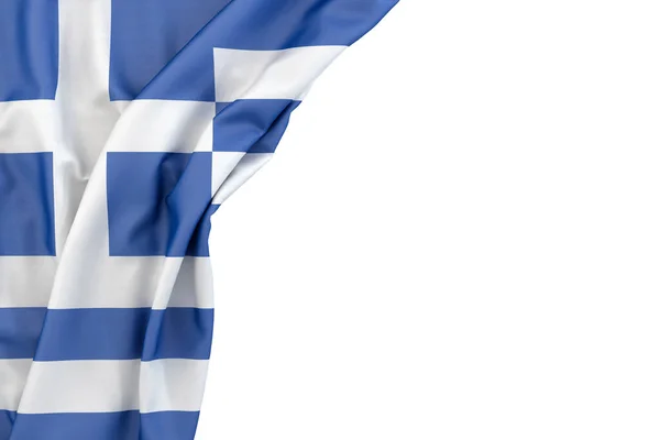 Bandera Grecia Esquina Sobre Fondo Blanco Representación Aislado — Foto de Stock