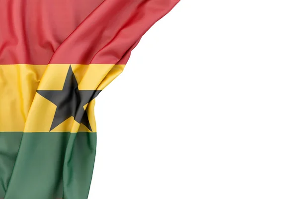 Bandiera Del Ghana Nell Angolo Sfondo Bianco Rendering Isolato — Foto Stock