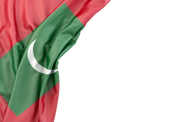 Flagge Der Malediven Der Ecke Auf Weißem Hintergrund Rendering Isoliert — Stockfoto