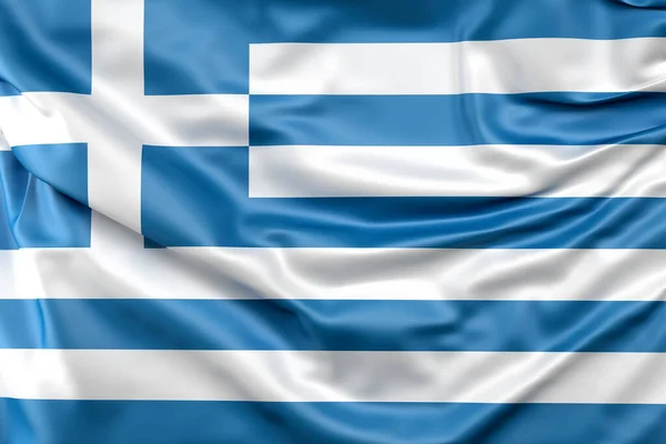 Bandera Grecia Con Volantes Renderizado —  Fotos de Stock