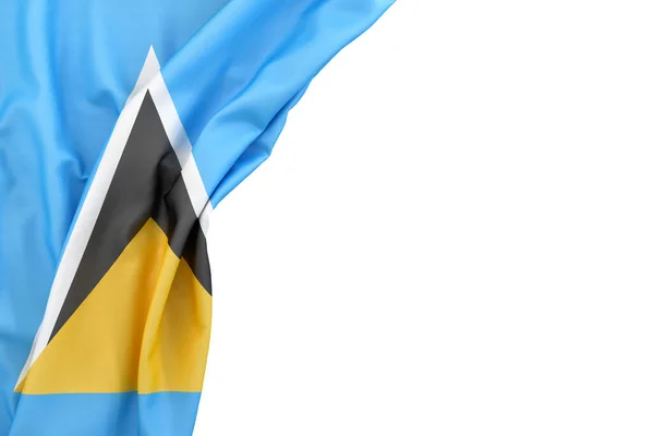 Flagga Saint Lucia Hörnet Vit Bakgrund Återgivning Isolerad — Stockfoto