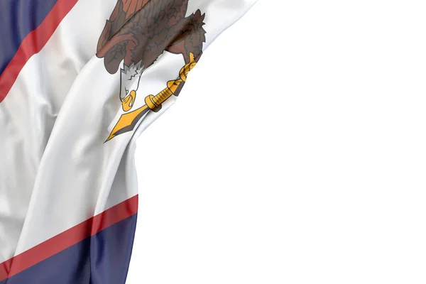 美属萨摩亚的国旗在白色背景的角落里 3D渲染 被隔离了 — 图库照片