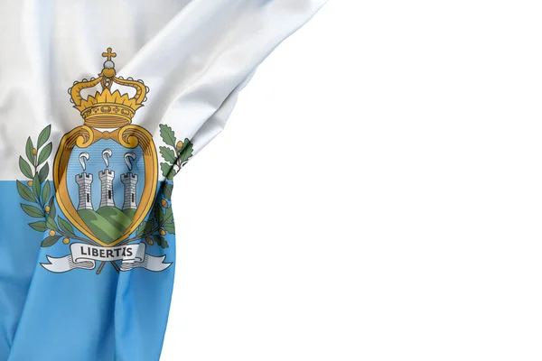 Vlag Van San Marino Hoek Witte Achtergrond Weergave Geïsoleerd — Stockfoto