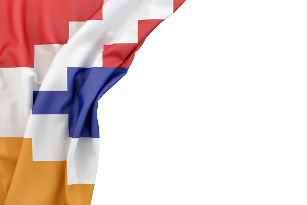 카라바흐 공화국의 국기가 배경으로 코너에 렌더링 고립됨 — 스톡 사진