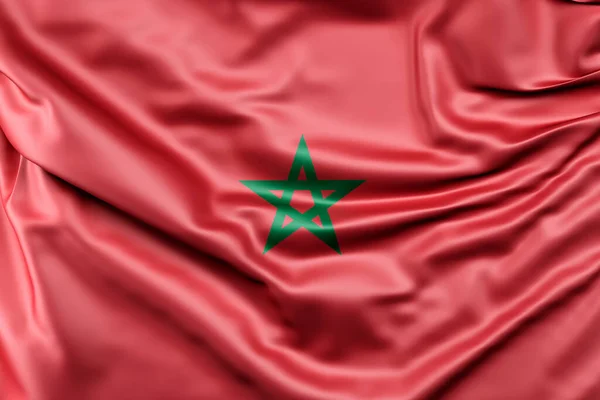 Ruffled Flag Morocco Rendering — Stock Photo, Image