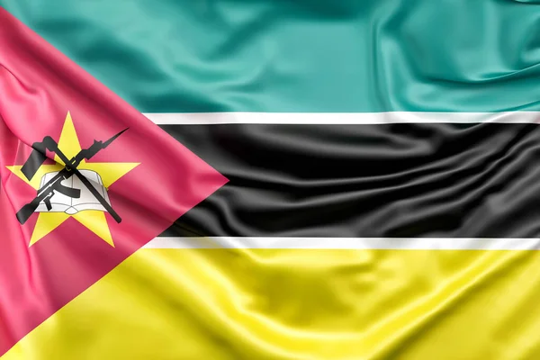 Bandiera Increspata Del Mozambico Rendering — Foto Stock