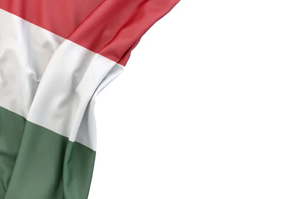 Zászló Magyarország Sarok Fehér Háttér Renderelés Elszigetelt — Stock Fotó