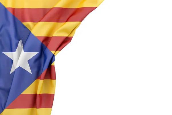 Флаг Каталонии Углу Белом Фоне Рендеринг Isolated — стоковое фото