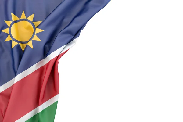 Flagga Namibia Hörnet Vit Bakgrund Återgivning Isolerad — Stockfoto