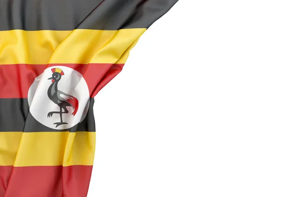 Flag Uganda Corner White Background Rendering Isolated — Stock Photo, Image