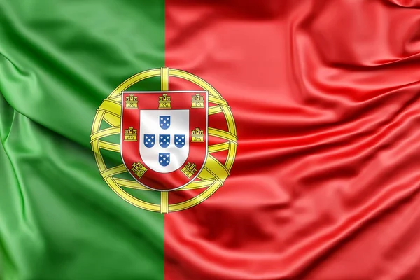 Ruffled Bandeira Portugal Renderização — Fotografia de Stock