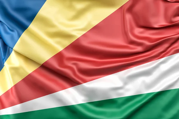 Seychellernas Svepande Flagga Återgivning — Stockfoto