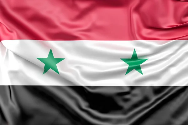 Gekräuselte Flagge Syriens Rendering — Stockfoto