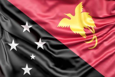 Papua Yeni Gine 'nin Kırpılmış Bayrağı. 3B Hazırlama