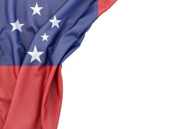 Köşede beyaz arka planda Samoa bayrağı. 3 boyutlu görüntüleme. İzole edilmiş