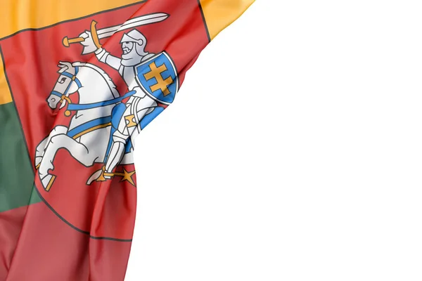Flaga Litwy Herbem Rogu Białym Tle Renderowanie Izolacja — Zdjęcie stockowe