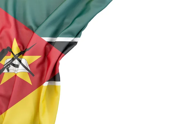 Bandera Mozambique Esquina Sobre Fondo Blanco Representación Aislado —  Fotos de Stock